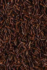 close up shot red rice grains